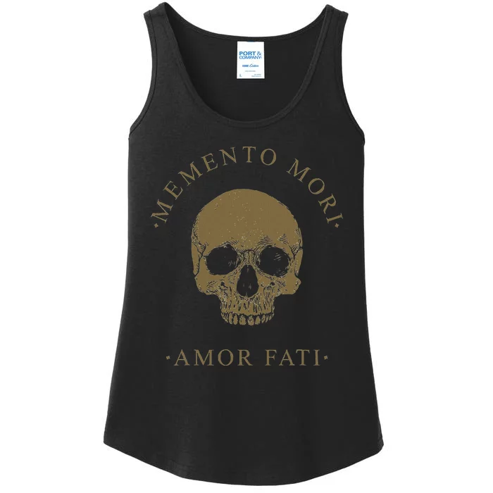 Stoic Philosophy Memento Mori Amor Fati Skull Stoicism Quote Ladies Essential Tank