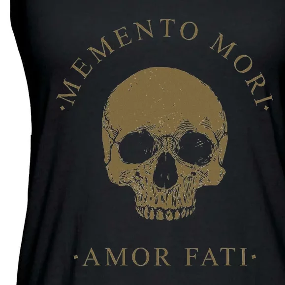 Stoic Philosophy Memento Mori Amor Fati Skull Stoicism Quote Ladies Essential Flowy Tank