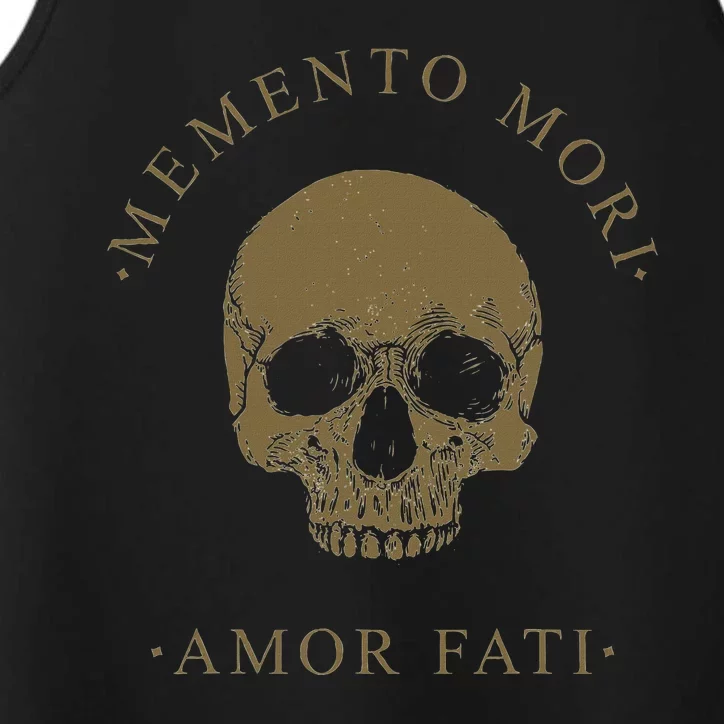 Stoic Philosophy Memento Mori Amor Fati Skull Stoicism Quote Performance Tank