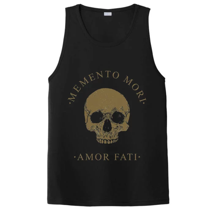 Stoic Philosophy Memento Mori Amor Fati Skull Stoicism Quote Performance Tank