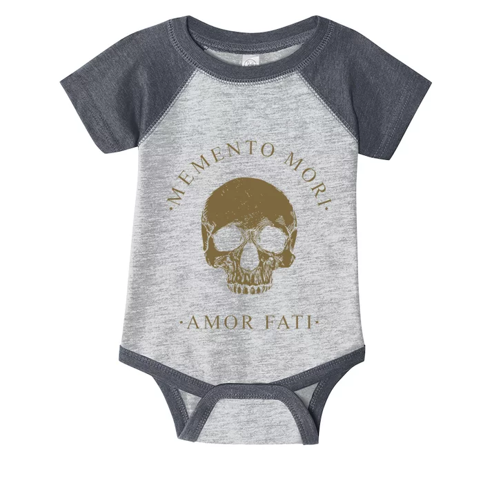 Stoic Philosophy Memento Mori Amor Fati Skull Stoicism Quote Infant Baby Jersey Bodysuit