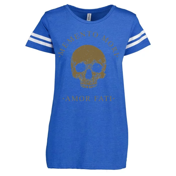 Stoic Philosophy Memento Mori Amor Fati Skull Stoicism Quote Enza Ladies Jersey Football T-Shirt