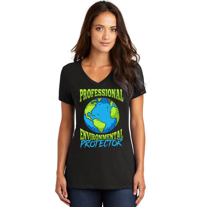 Sustainability Pollution Monitoring Environmental Scientist Women's V-Neck T-Shirt