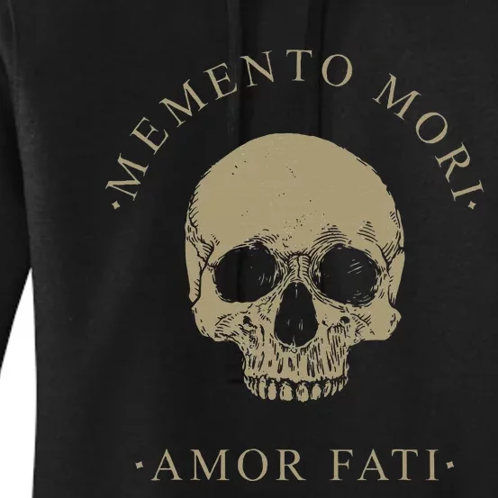 Stoic Philosophy Memento Mori Amor Fati Skull Stoicism Quote Women's Pullover Hoodie