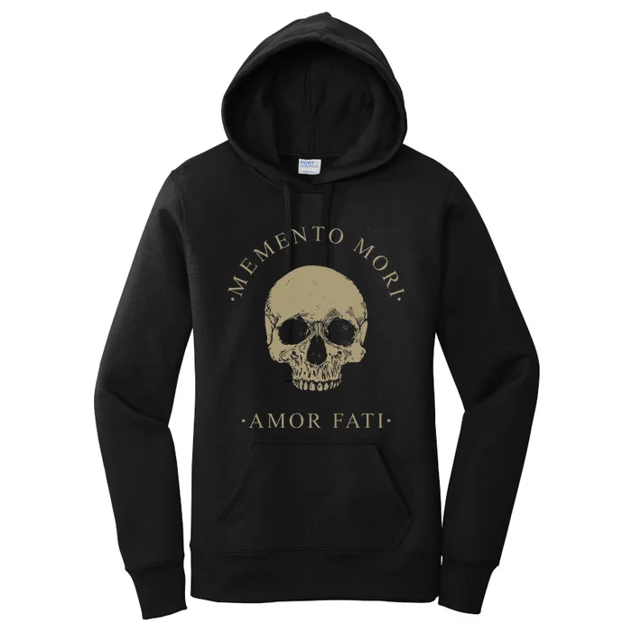 Stoic Philosophy Memento Mori Amor Fati Skull Stoicism Quote Women's Pullover Hoodie