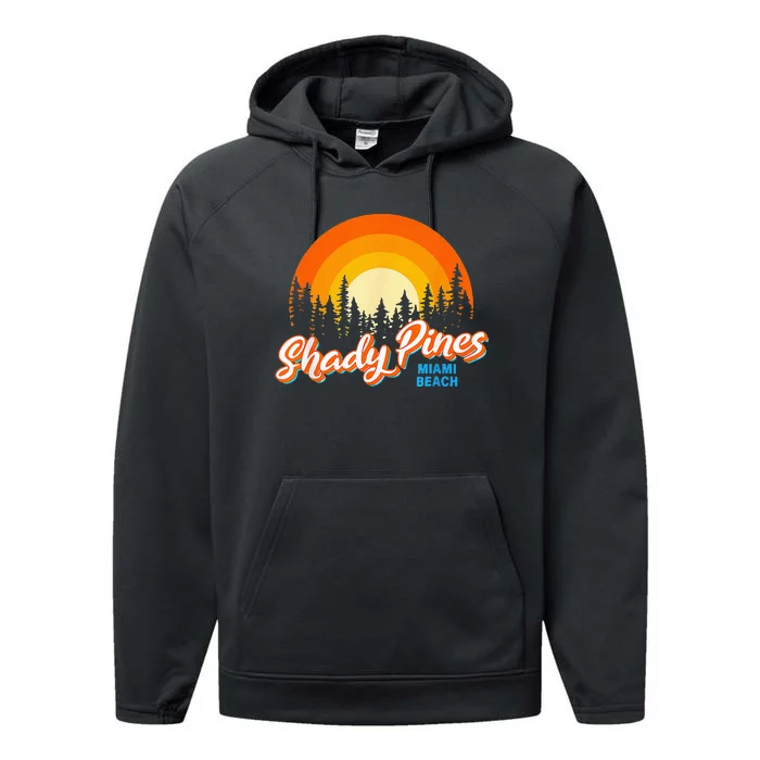 Shady Pines Miami Beach Florida Beach Summer Vacation Performance Fleece Hoodie