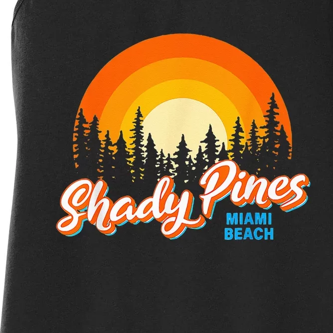 Shady Pines Miami Beach Florida Beach Summer Vacation Women's Racerback Tank