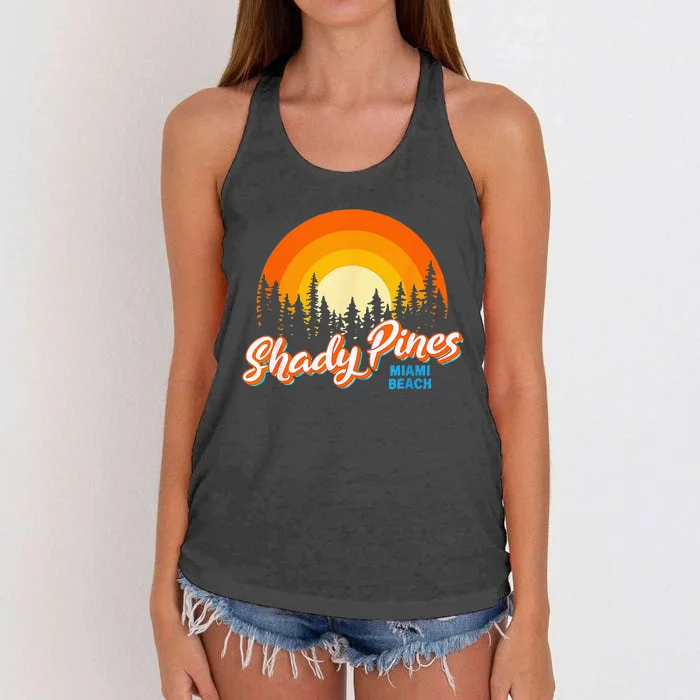 Shady Pines Miami Beach Florida Beach Summer Vacation Women's Knotted Racerback Tank