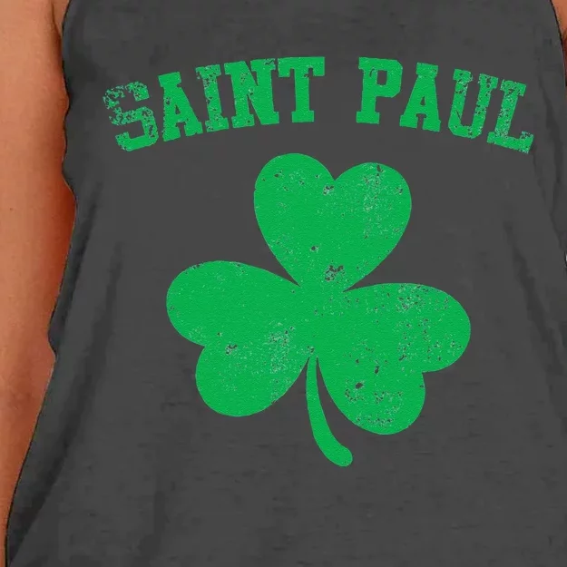 Saint Paul Minnesota St Patrick's Day Shamrock Women's Knotted Racerback Tank