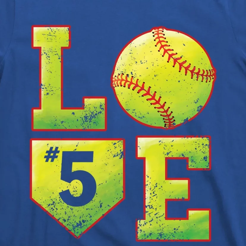 Softball Player Number 5 Softball Mom Dad #5 Biggest Fan Great Gift T-Shirt