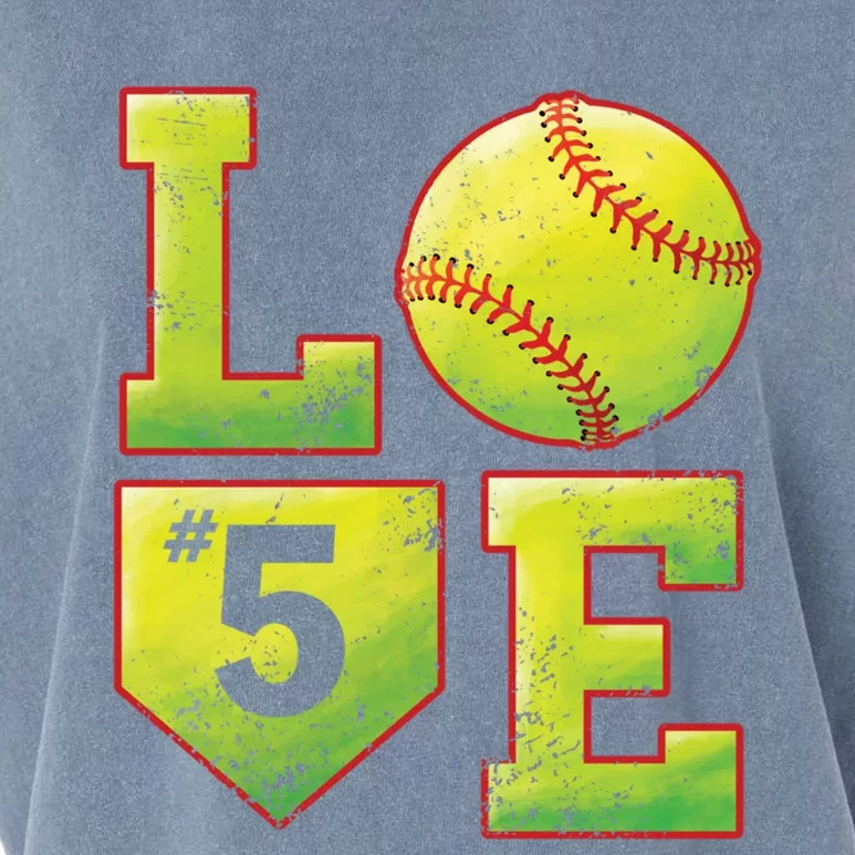 Softball Player Number 5 Softball Mom Dad #5 Biggest Fan Great Gift Garment-Dyed Women's Muscle Tee