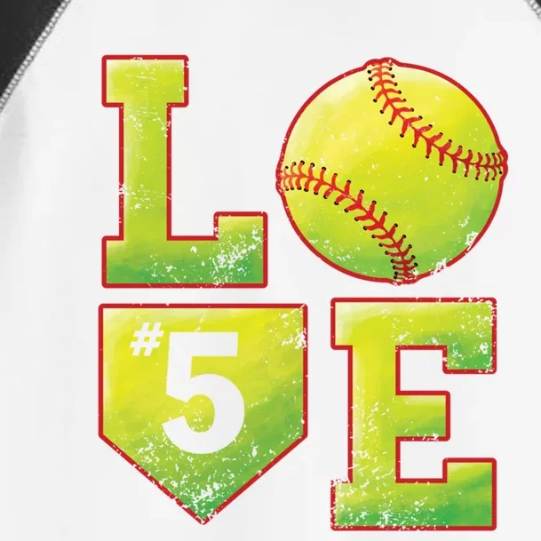 Softball Player Number 5 Softball Mom Dad #5 Biggest Fan Great Gift Toddler Fine Jersey T-Shirt