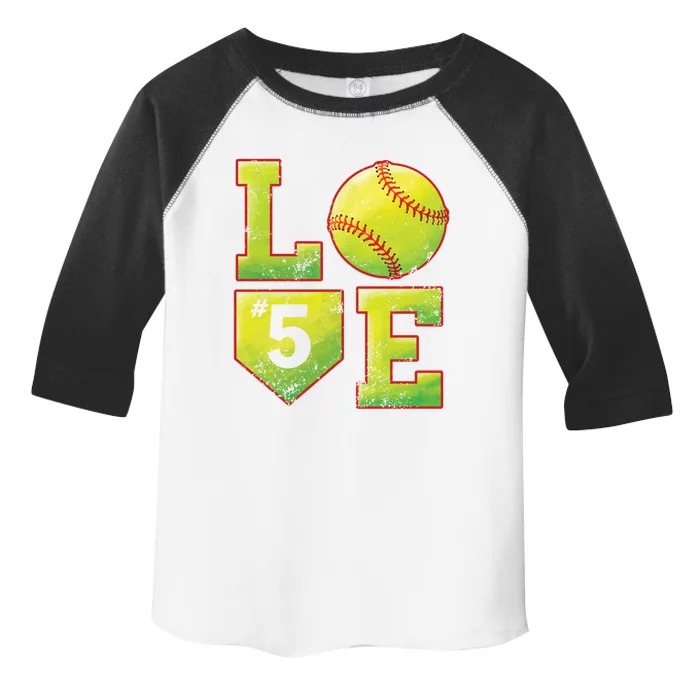 Softball Player Number 5 Softball Mom Dad #5 Biggest Fan Great Gift Toddler Fine Jersey T-Shirt