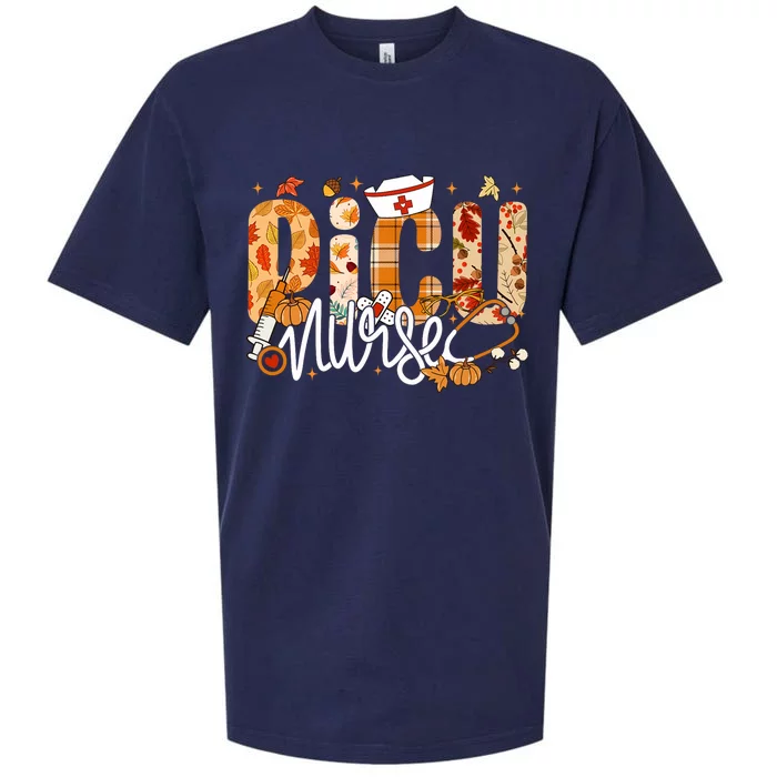 Stethoscope Picu Nurse Fall Yall Autumn Leaves Thanksgiving Sueded Cloud Jersey T-Shirt