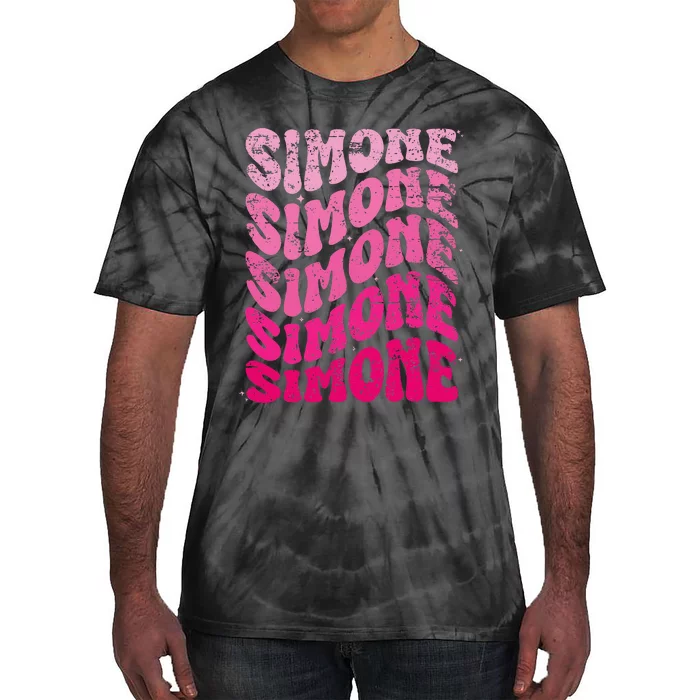 Simone Personalized Name I Love Simone 70S Vintage Tie-Dye T-Shirt