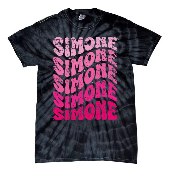 Simone Personalized Name I Love Simone 70S Vintage Tie-Dye T-Shirt