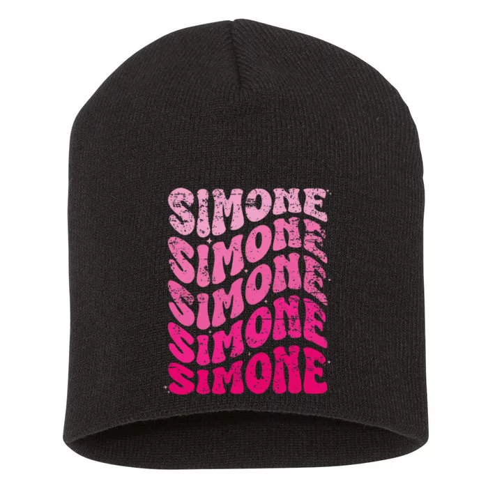 Simone Personalized Name I Love Simone 70S Vintage Short Acrylic Beanie