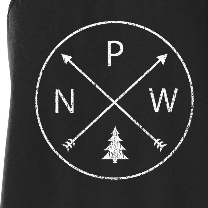 Simple Pacific Northwest Accessory Arrows Pine Tree PNW Women's Racerback Tank