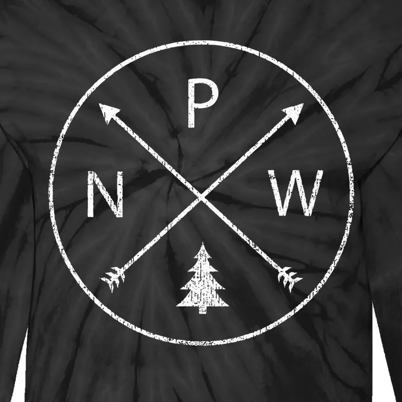 Simple Pacific Northwest Accessory Arrows Pine Tree PNW Tie-Dye Long Sleeve Shirt