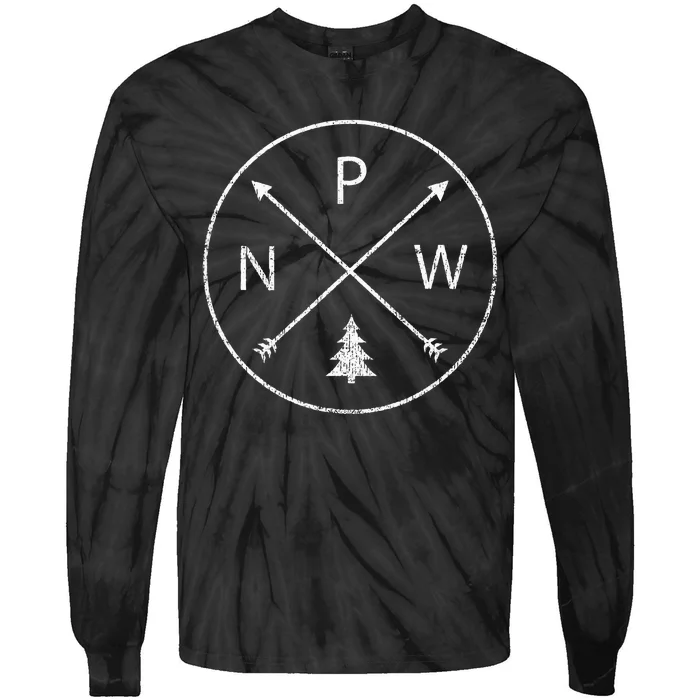 Simple Pacific Northwest Accessory Arrows Pine Tree PNW Tie-Dye Long Sleeve Shirt