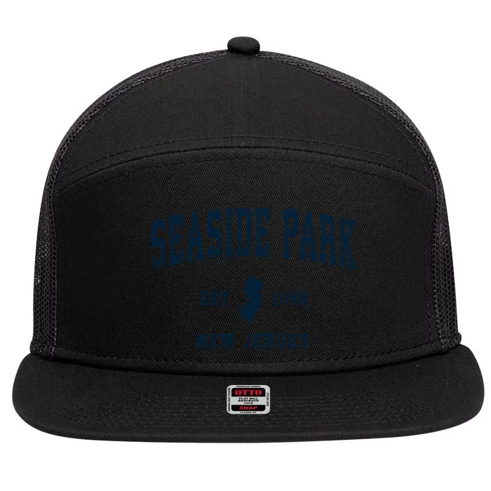 Seaside Park New Jersey Nj Vintage Sports Design 7 Panel Mesh Trucker Snapback Hat