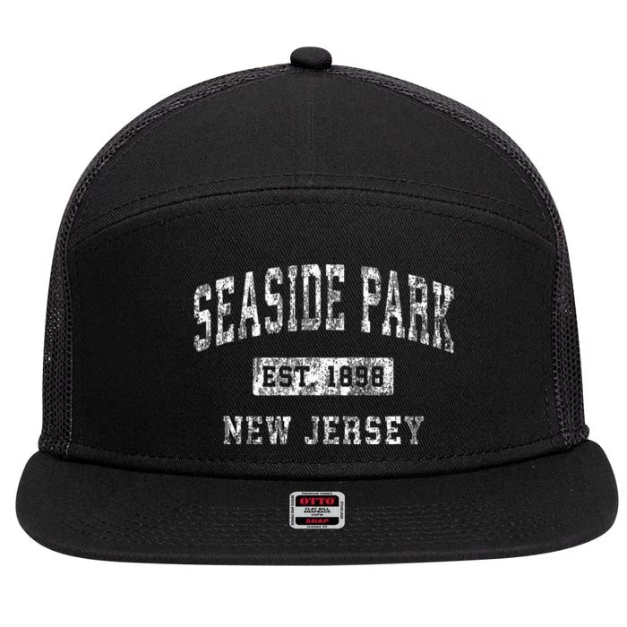 Seaside Park New Jersey Nj Vintage Established Sports 7 Panel Mesh Trucker Snapback Hat