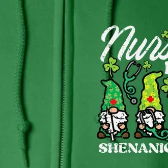 St Patricks Nurses Love Shenanigans Gnomes Scrub Full Zip Hoodie