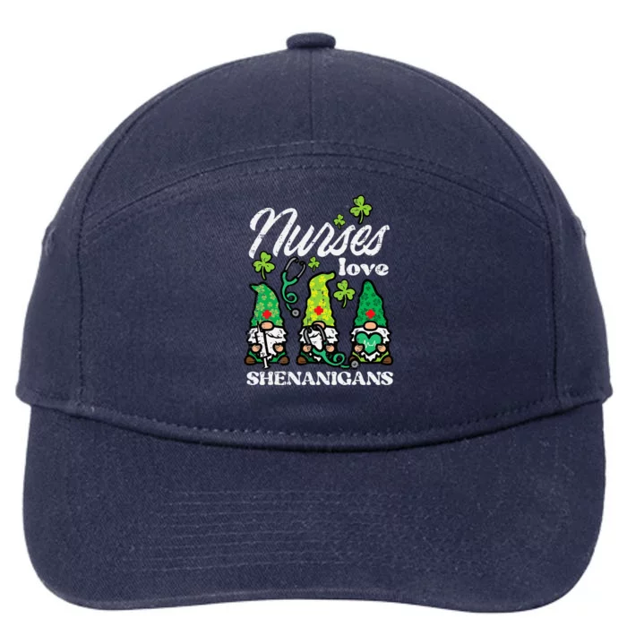 St Patricks Nurses Love Shenanigans Gnomes Scrub 7-Panel Snapback Hat