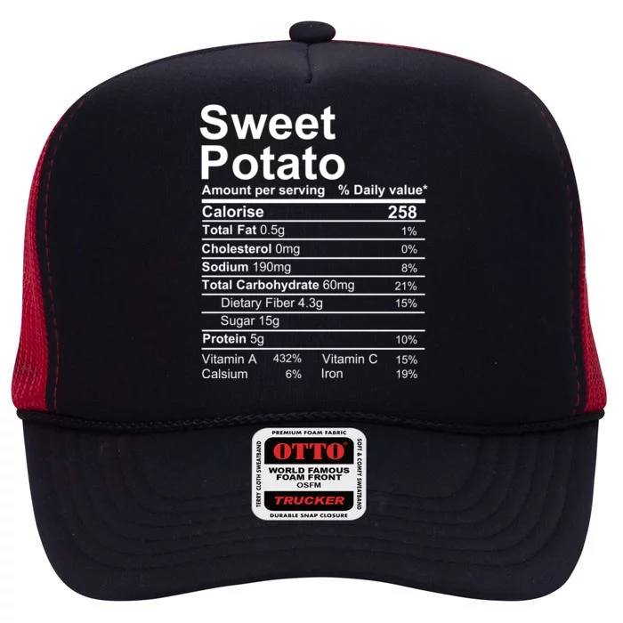 Sweet Potato Nutrition Facts Label High Crown Mesh Trucker Hat