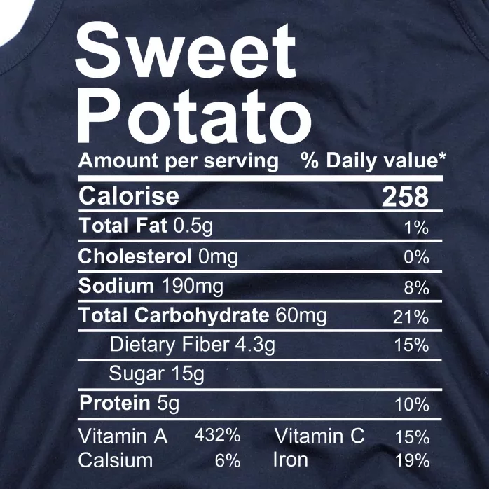 Sweet Potato Nutrition Facts Label Tank Top