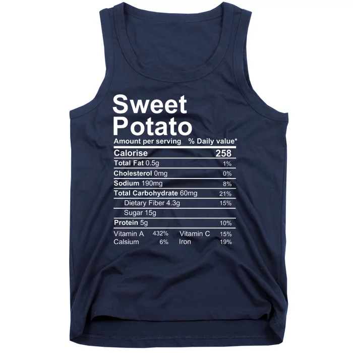 Sweet Potato Nutrition Facts Label Tank Top