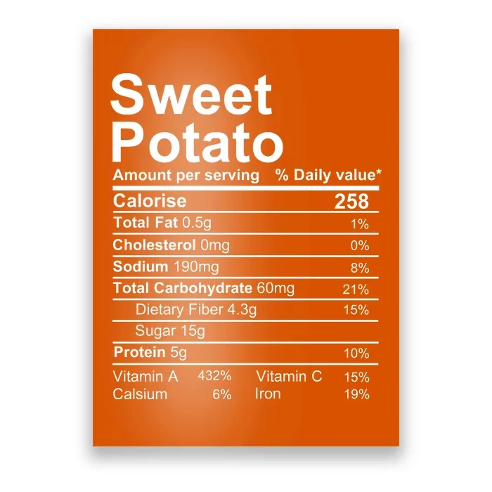 Sweet Potato Nutrition Facts Label Poster