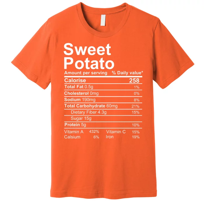 Sweet Potato Nutrition Facts Label Premium T-Shirt