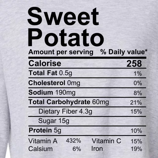 Sweet Potato Nutrition Facts Label Cropped Pullover Crew