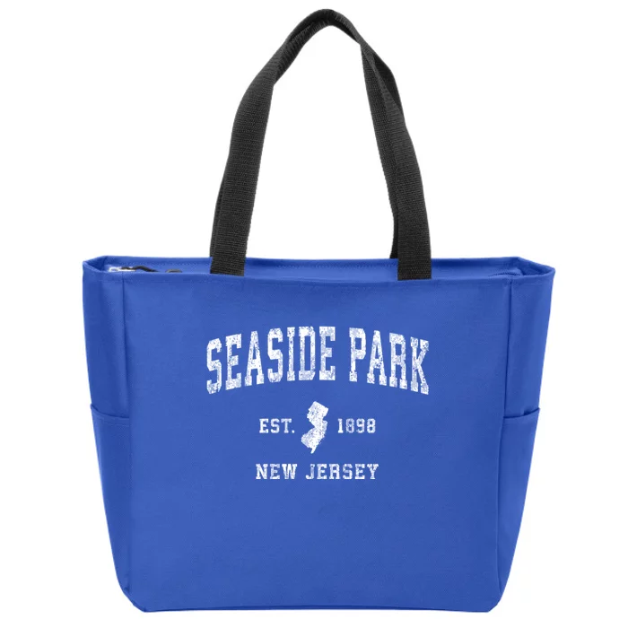 Seaside Park New Jersey Nj Vintage Established Sports Design Zip Tote Bag