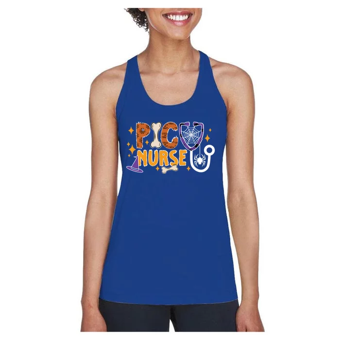 Spooky Picu Nurse Halloween Pediatric Intensive Care Unit Gift Women's Racerback Tank