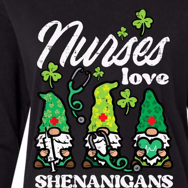 St Patricks Nurses Love Shenanigans Gnomes Scrub Top Wo Womens Cotton Relaxed Long Sleeve T-Shirt