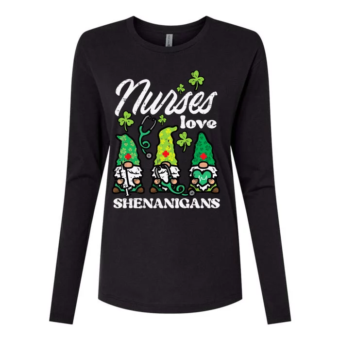 St Patricks Nurses Love Shenanigans Gnomes Scrub Top Wo Womens Cotton Relaxed Long Sleeve T-Shirt