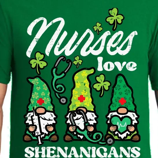 St Patricks Nurses Love Shenanigans Gnomes Scrub Top Wo Pajama Set