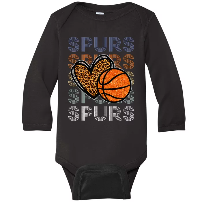 Spurs Proud Name Personalized Vintage Baby Long Sleeve Bodysuit