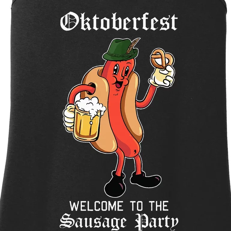 Sausage Party Oktoberfest Funny Bratwurst German Festival Ladies Essential Tank