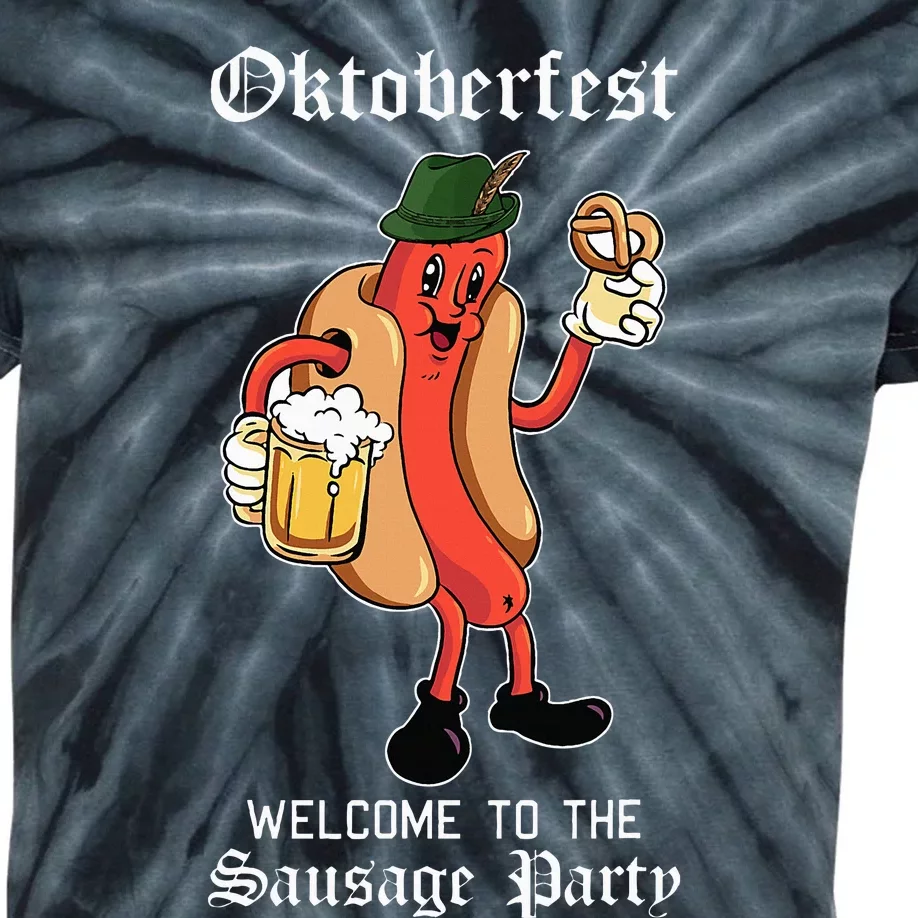 Sausage Party Oktoberfest Funny Bratwurst German Festival Kids Tie-Dye T-Shirt