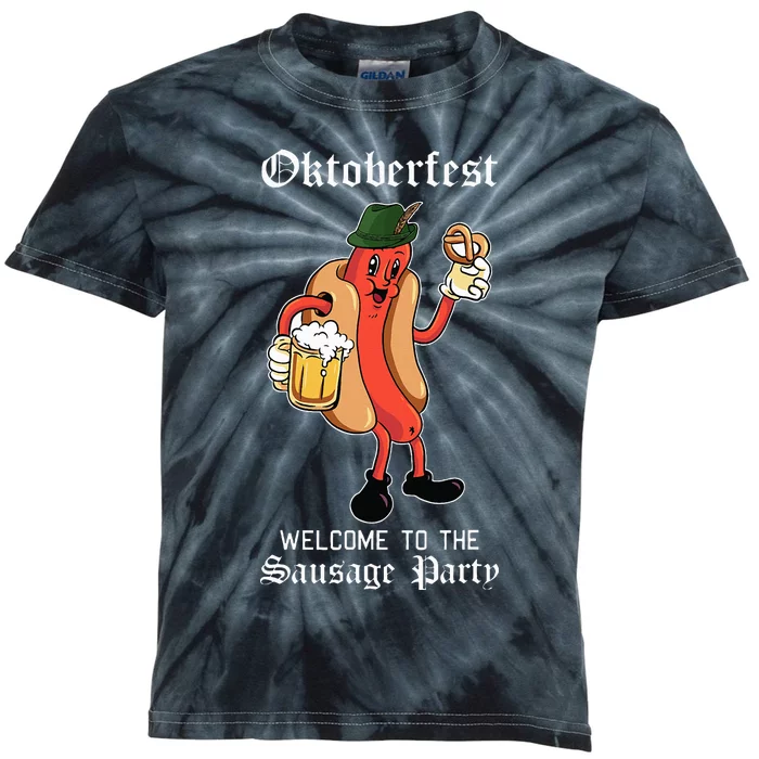 Sausage Party Oktoberfest Funny Bratwurst German Festival Kids Tie-Dye T-Shirt