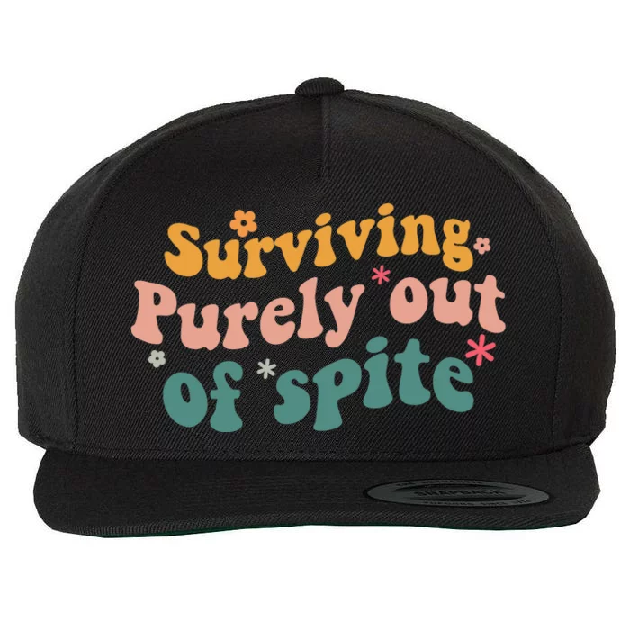 Surviving Purely Out Of Spite A Humorous Funny Wool Snapback Cap