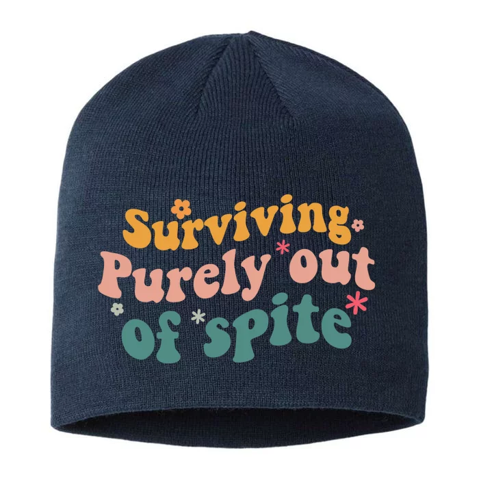 Surviving Purely Out Of Spite A Humorous Funny 8 1/2in Sustainable Knit Beanie