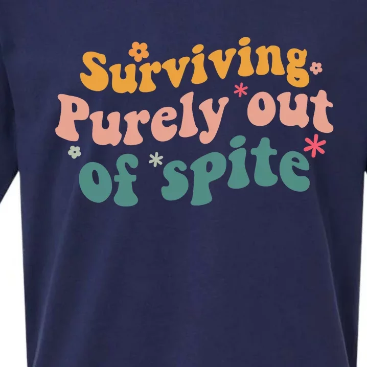 Surviving Purely Out Of Spite A Humorous Funny Sueded Cloud Jersey T-Shirt