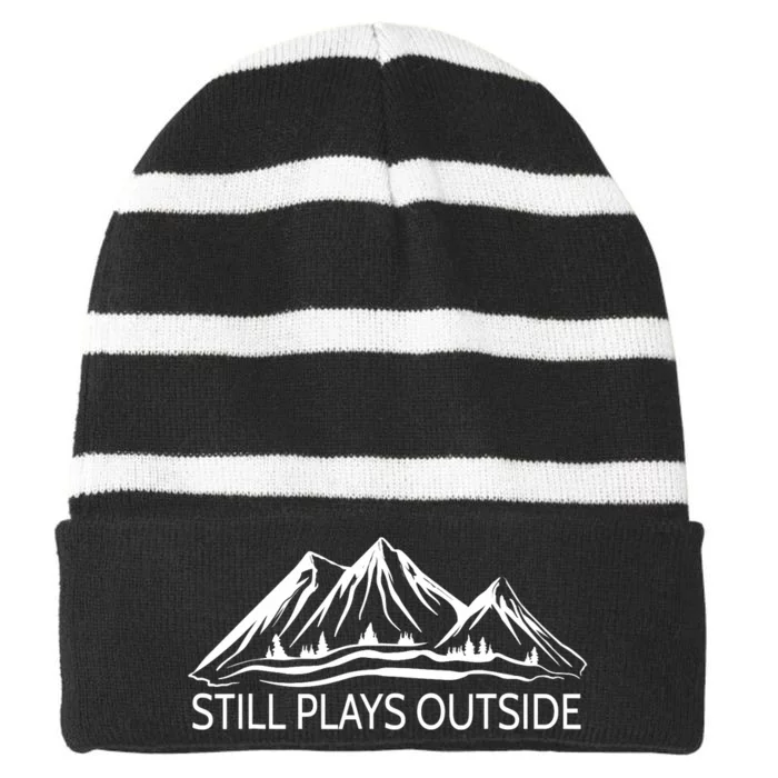 Still Plays Outside Hiking and Camping Striped Beanie with Solid Band