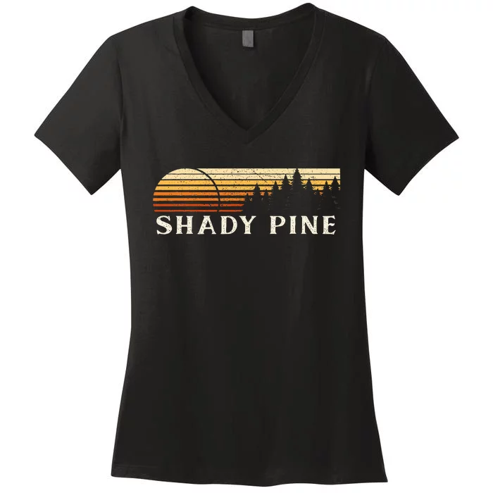 Shady Pine Or Vintage Evergreen Sunset Eighties Women's V-Neck T-Shirt