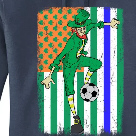 Soccer Police Officer Cop Irish Usa Flag St Patrick's Day Gift Women's Pullover Hoodie