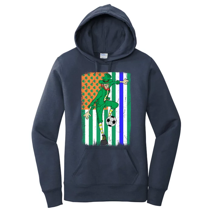 Soccer Police Officer Cop Irish Usa Flag St Patrick's Day Gift Women's Pullover Hoodie